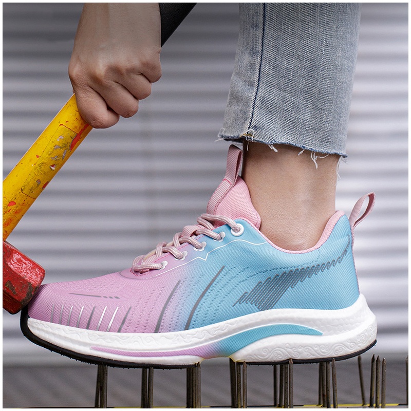 Women'S Shoes For Work - รองเท้าทำงานผู้หญิง ระบายอากาศได้ดี หัวเหล็ก ป้องกันอันตราย รองเท้าตาข่ายสำหรับฤดูร้อน รองเท้าบูทนิรภัย