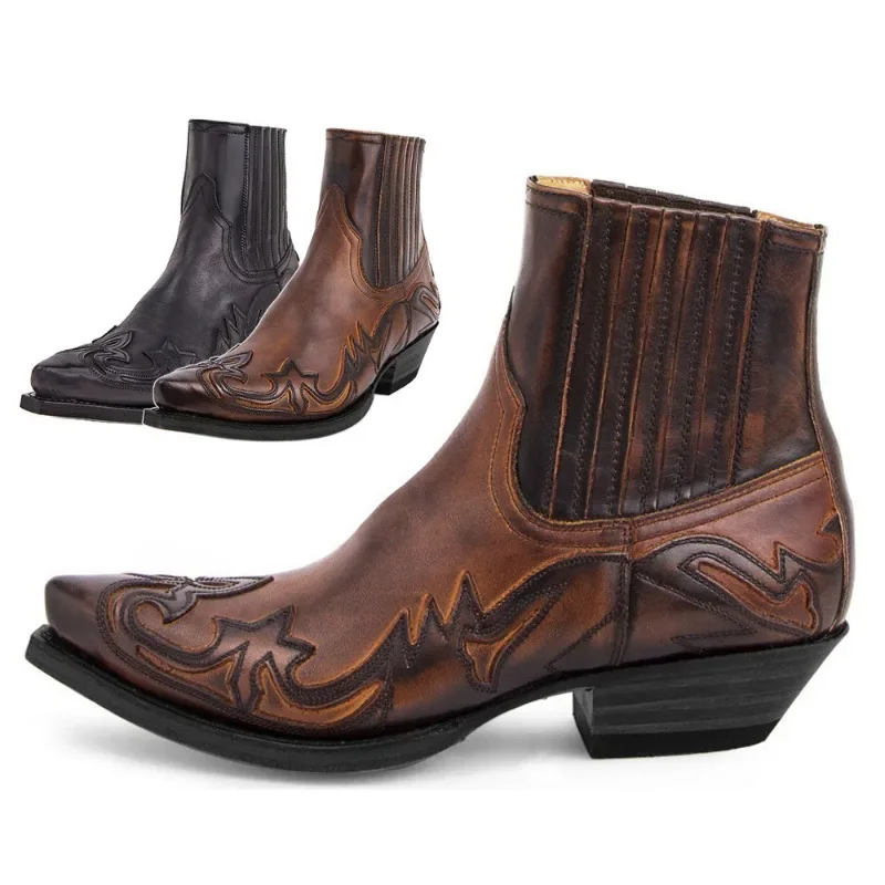 Women'S Shoes Chelsea - รองเท้าบูทผู้ชายแบบใหม่ ทำมือ ส้นตึก รองเท้าบูทข้อเท้าสไตล์คาวบอยตะวันตก รองเท้าหนังผู้ชายแบบ unisex