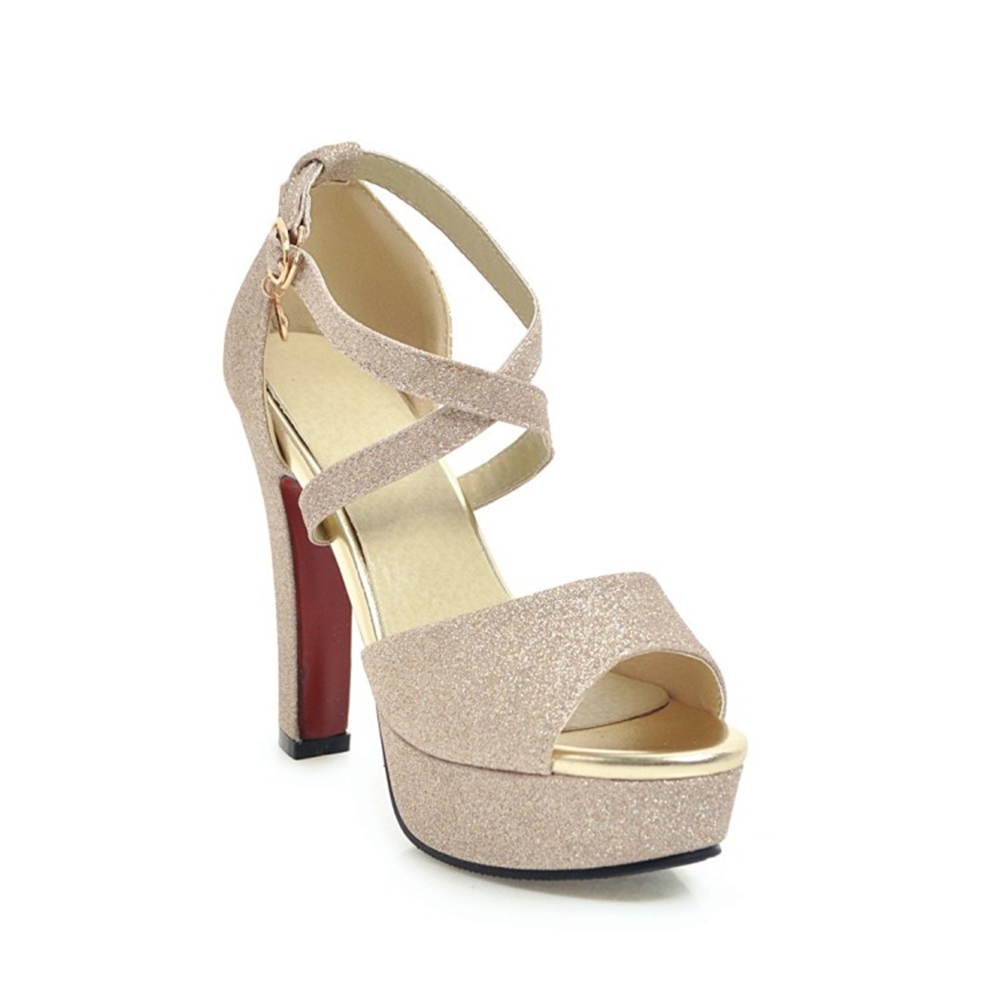 Women'S Shoes For Work - รองเท้าส้นสูงผู้หญิงฤดูร้อนส้นหนาแบบเปิดนิ้วเท้ากันน้ำเซ็กซี่แบบมีหัวเข็มขัดรองเท้าเจ้าสาวแฟชั่นรองเท้าส้นตึกสำหรับทำงาน รุ่น 88-5