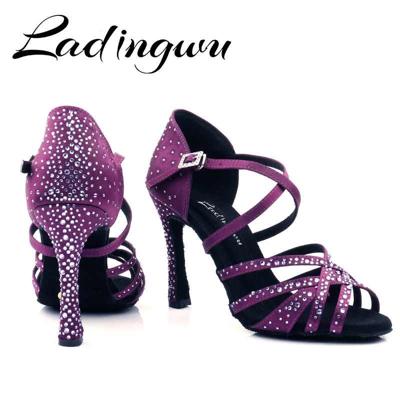 Women'S Shoes Z - Ladingwuใหม่Latin Danceรองเท้าสุภาพสตรีSalsa Tangoเต้นรำรองเท้าในร่มรองเท้าเต้นรำสีม่วงProfessional Ballroom Dance