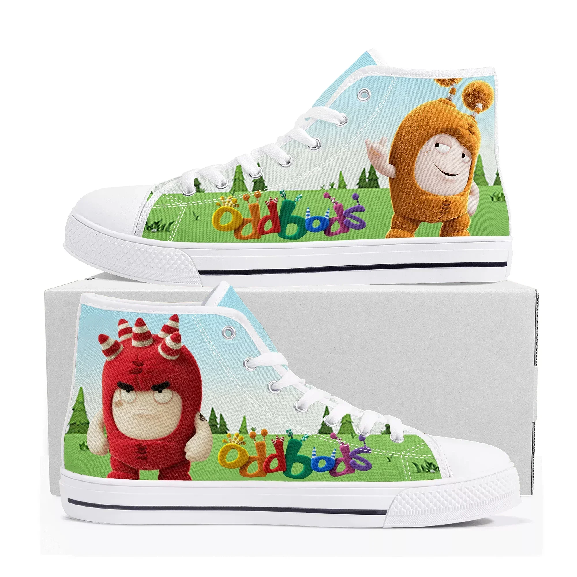 Women Shoes Singapore - ออดบอดส์รองเท้าผ้าใบหุ้มข้อสูงบุรุษสตรีคุณภาพสูงรองเท้าผ้าใบแคนวาสสิงคโปร์การ์ตูนมังงะคู่รองเท้าที่กำหนดเอง