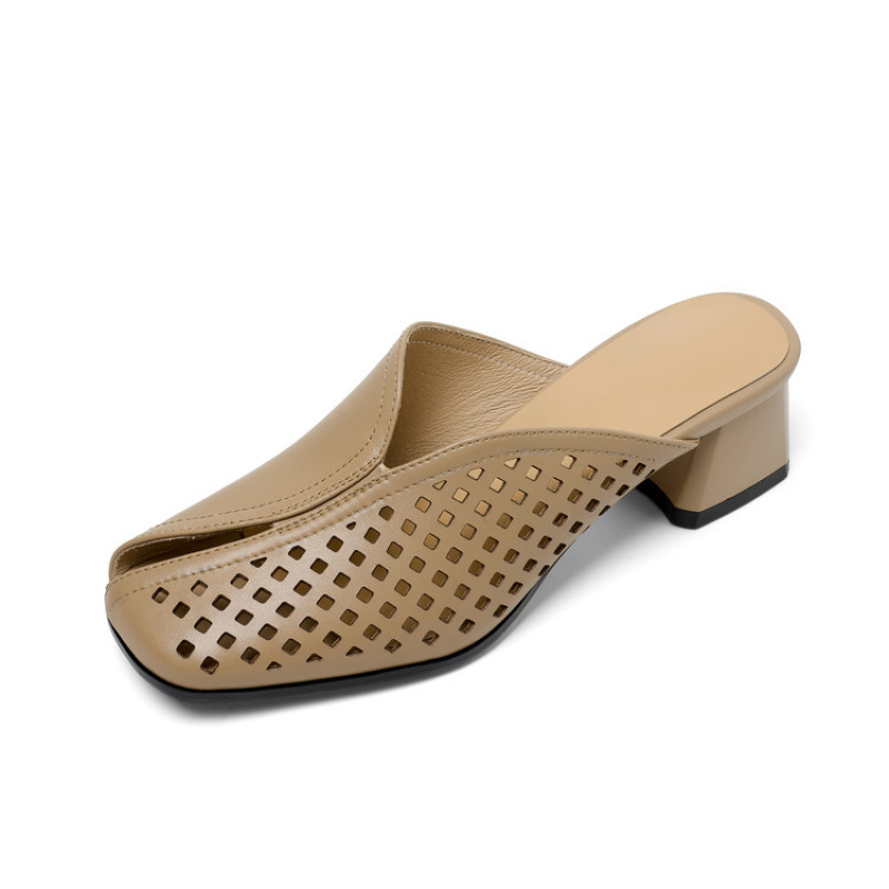 Women'S Shoes In Wide Width - รองเท้าส้นสูงแบบสวม ส้นหนา ไซส์ใหญ่ รองเท้าผู้หญิงแบบกว้างเปิดนิ้วเท้า ระบายอากาศได้ดี น้ำหนักเบา