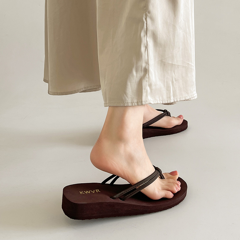 Women'S Shoes Kitten Heels - รองเท้าแตะผู้หญิงสีน้ำตาล รองเท้าสานแบบสวม ฤดูร้อน รองเท้าลำลองกันลื่น รองเท้าชายหาด รองเท้าสวมใส่สบายๆ