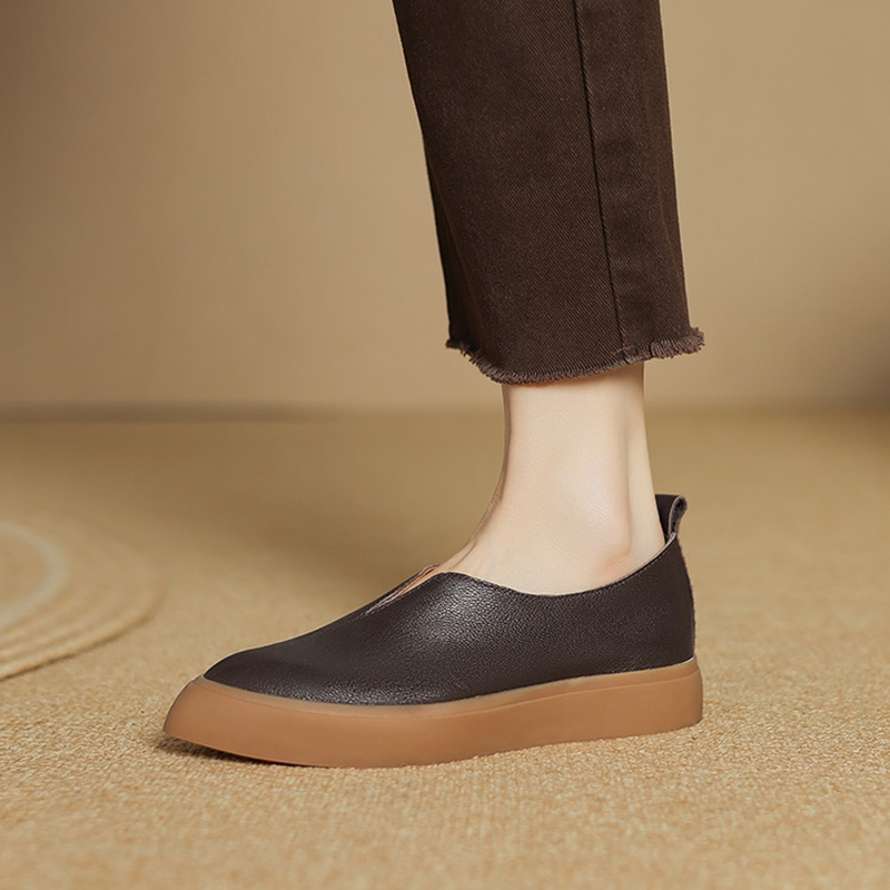 Women'S Heels - ใหม่ฤดูใบไม้ผลิ/ฤดูใบไม้ร่วงผู้หญิงLoafers Pointed Toeส้นหนารองเท้าหนังแท้รองเท้าผู้หญิงSlip-Onผู้หญิงปั๊มแพลตฟอร์มรองเท้า