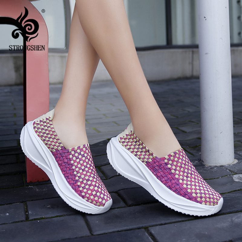 Loafer Flat Women - รองเท้าสานผู้หญิง รองเท้าโลฟเฟอร์แบบสวม พื้นหนา ทำมือ ยางยืด รองเท้าลำลองแบบสวม