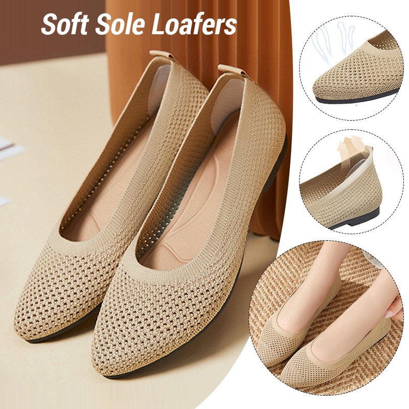 รองเท้าผู้หญิงแบบสวม  ถักนิต   - Loafer Flat Women บทวิจารณ์และราคา