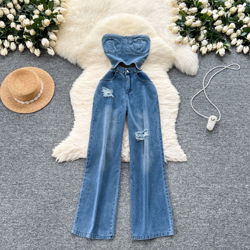 จั๊มสูทเดนิมผู้หญิงแบบชิ้นเดีย - Women Shoes Jeans บทวิจารณ์และราคา
