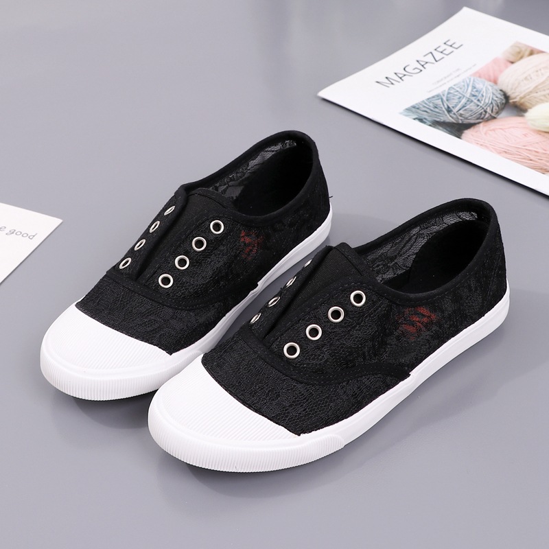 แฟชั่นลูกไม้สีขาวรองเท้าผ้าใบผ - Loafer Flat Women บทวิจารณ์และราคา