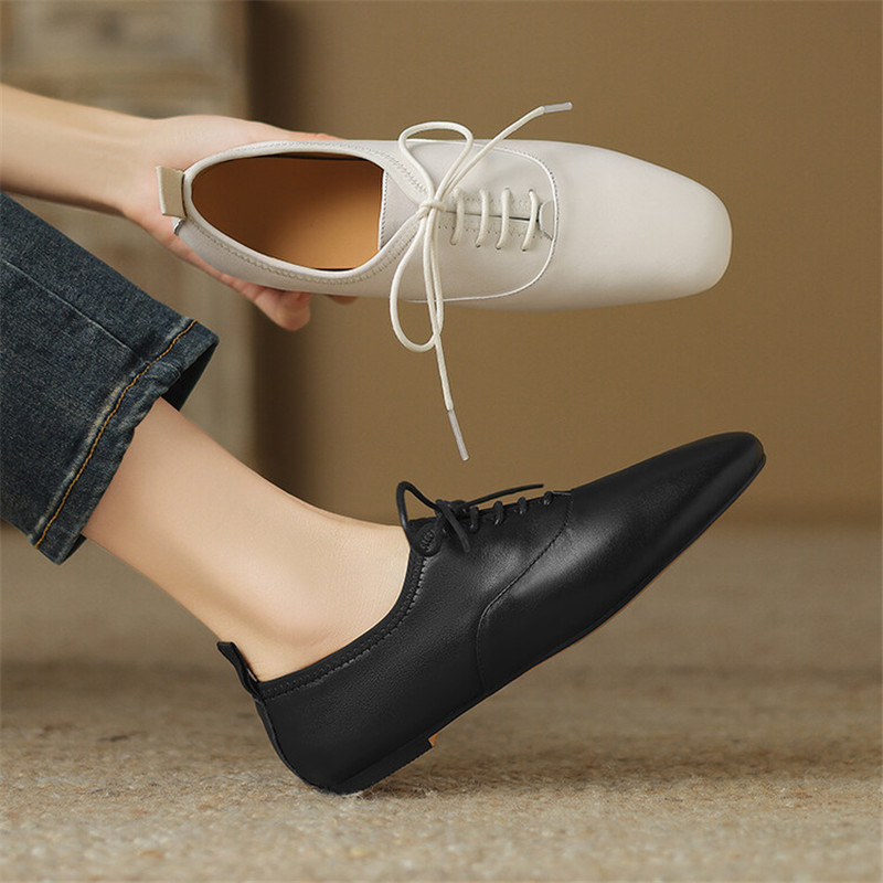 รองเท้าโลฟเฟอร์หนังแท้แบบผูกเช - Loafer Flat Women บทวิจารณ์และราคา