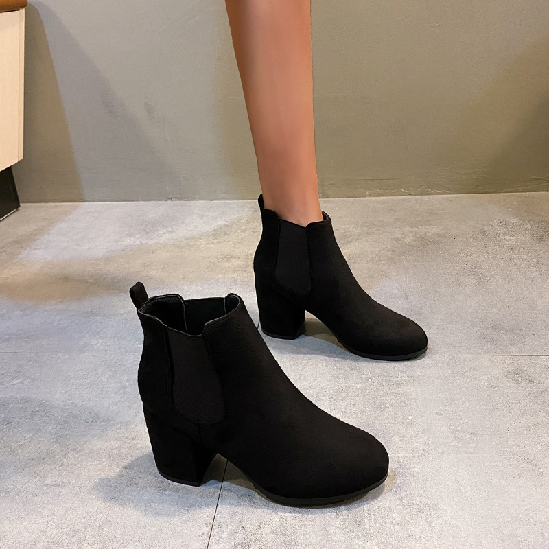 รองเท้าบูทหุ้มข้อผู้หญิงสีดำหน - Women'S Shoes Chelsea บทวิจารณ์และราคา