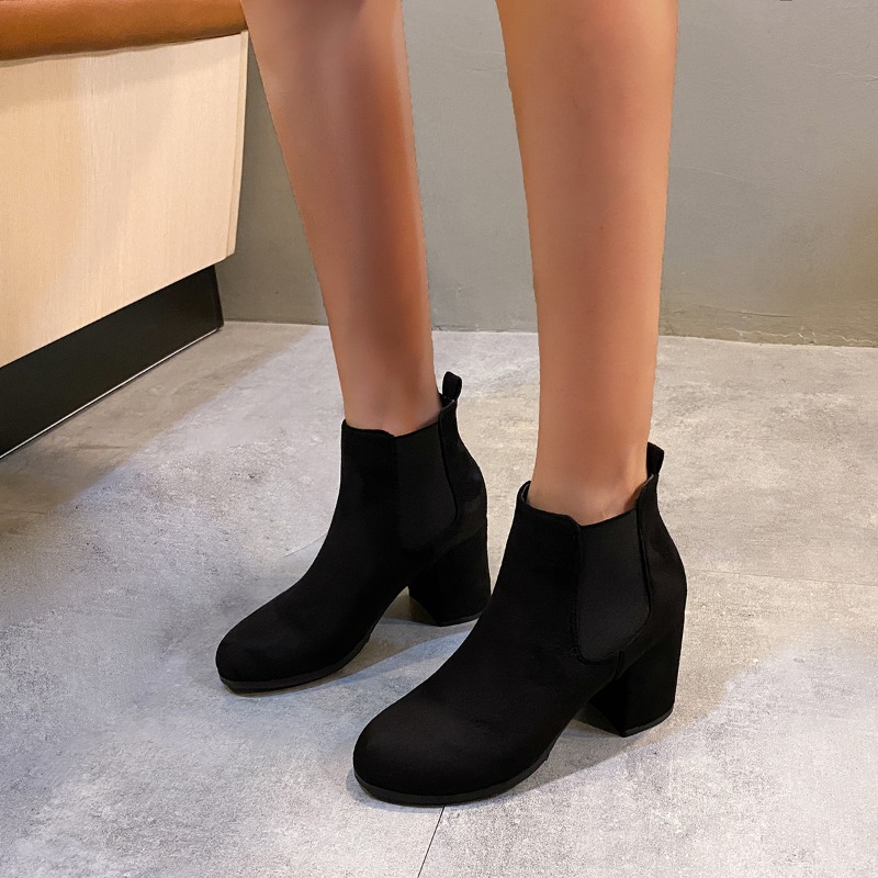 รองเท้าบูทหุ้มข้อผู้หญิงสีดำหน - Women'S Shoes Chelsea บทวิจารณ์และราคา