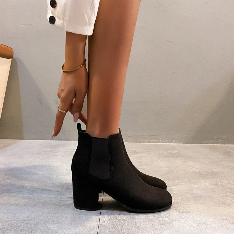 รองเท้าบูทหุ้มข้อผู้หญิงสีดำหน - Women'S Shoes Chelsea บทวิจารณ์และราคา