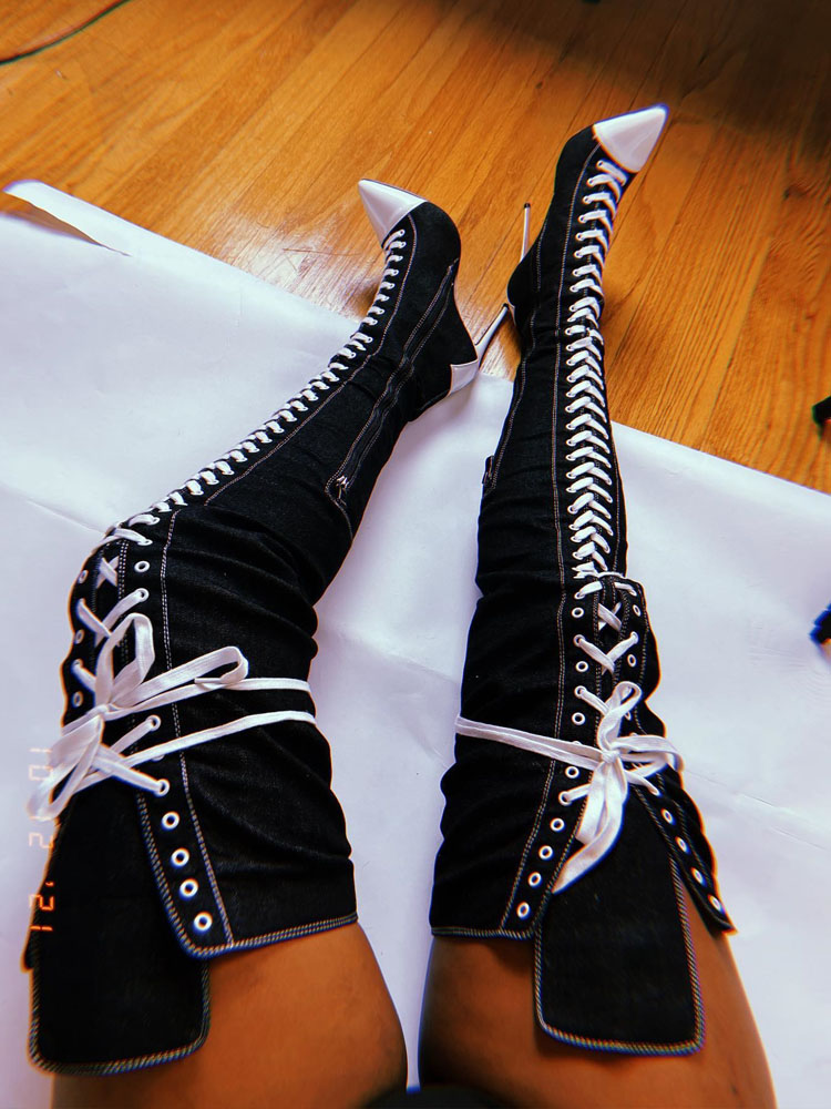 รองเท้าบูทส้นสูงปลายแหลมสำหรับ - Women Shoes Jeans บทวิจารณ์และราคา