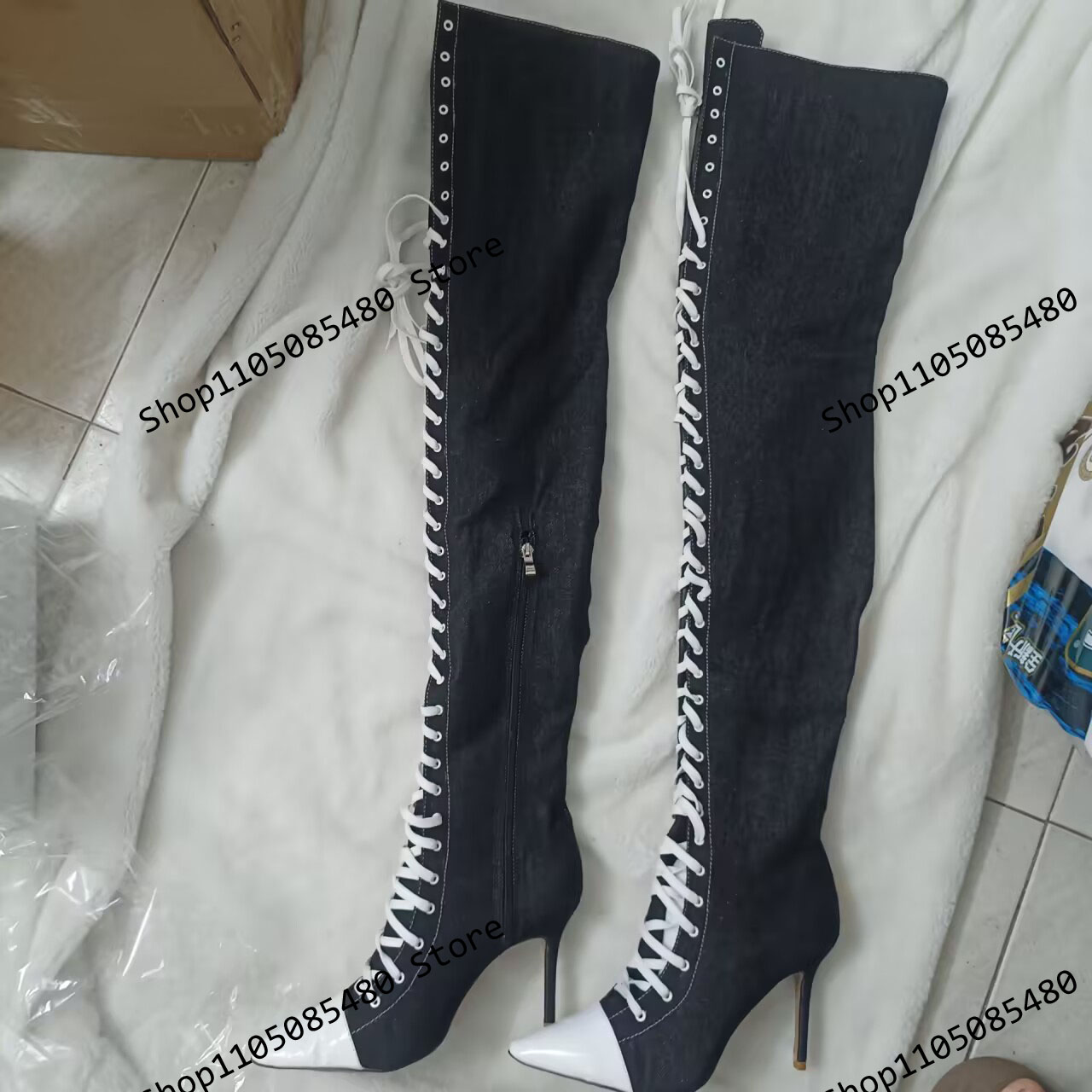 รองเท้าบูทส้นสูงปลายแหลมสำหรับ - Women Shoes Jeans บทวิจารณ์และราคา