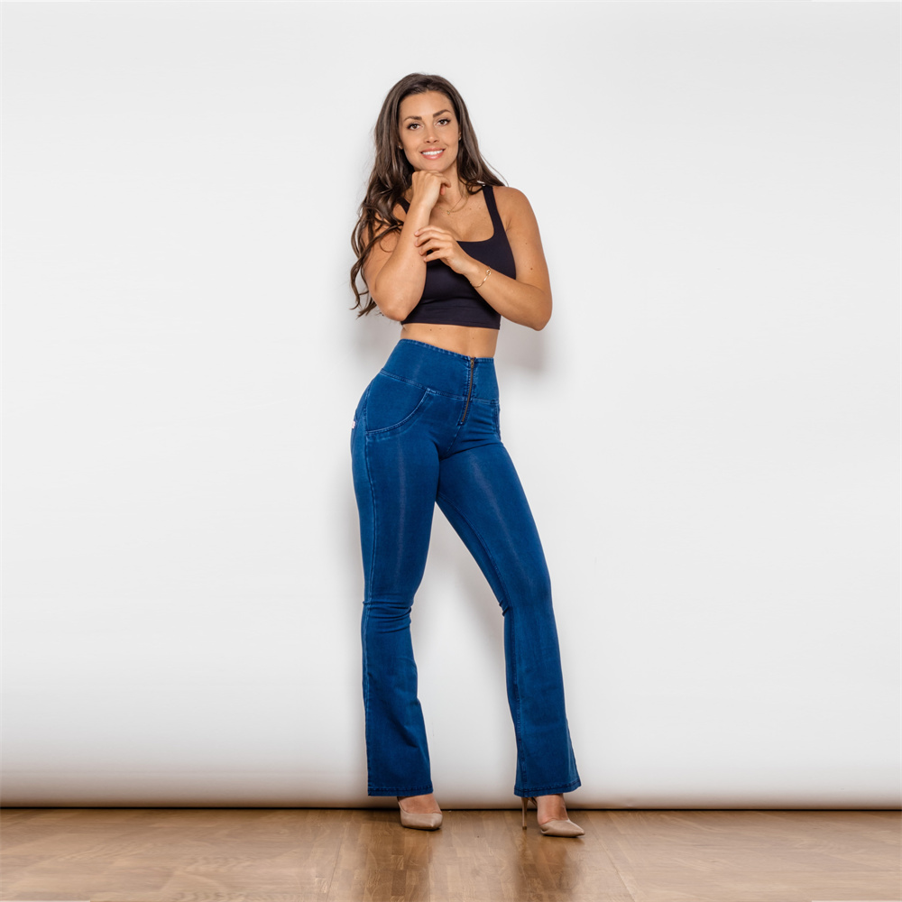 กางเกงยีนส์ทรงบูทคัทเอวสูงสีน้ - Women Shoes Jeans บทวิจารณ์และราคา