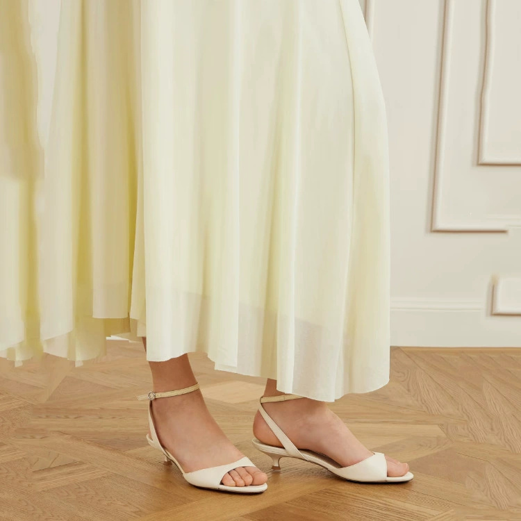 รองเท้าส้นเตี้ยแบบสวมเปิดนิ้วเ - Women'S Shoes Kitten Heels บทวิจารณ์และราคา