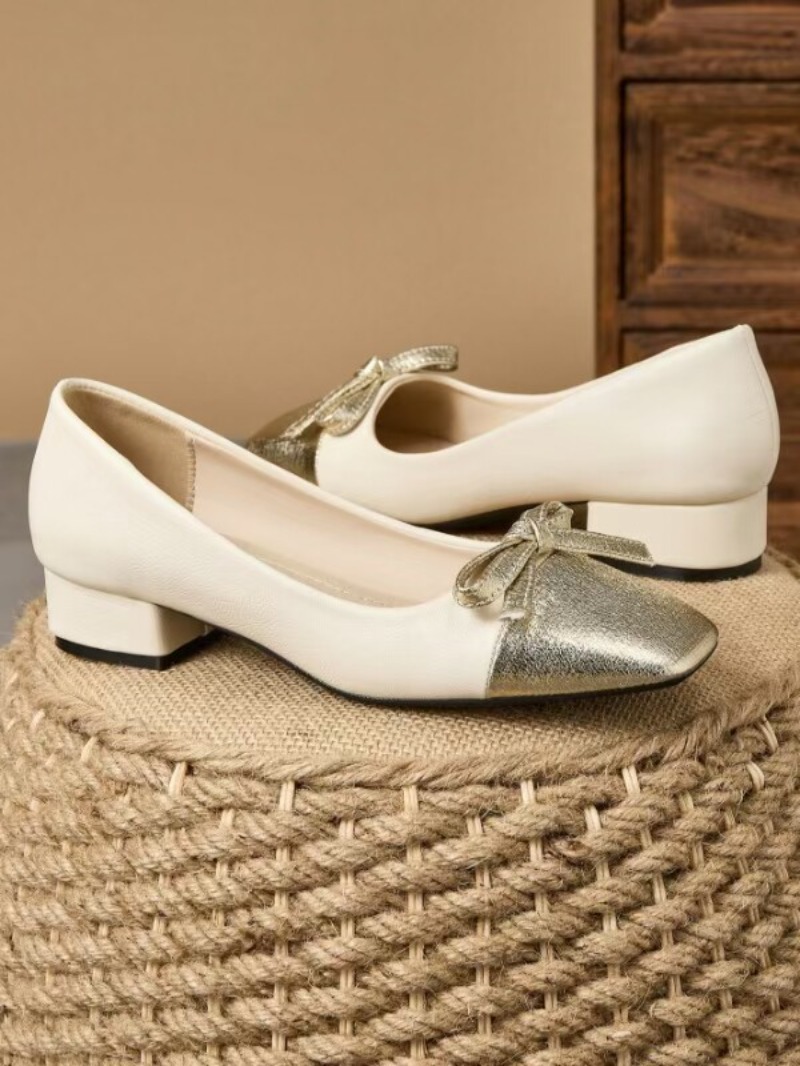 รองเท้าส้นเตี้ยทรงเหลี่ยมประดั - Women'S Shoes For Work บทวิจารณ์และราคา