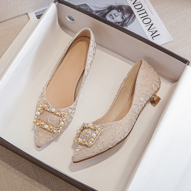 รองเท้าส้นเตี้ยหัวแหลมผ้าซาติน - Women'S Shoes Kitten Heels บทวิจารณ์และราคา